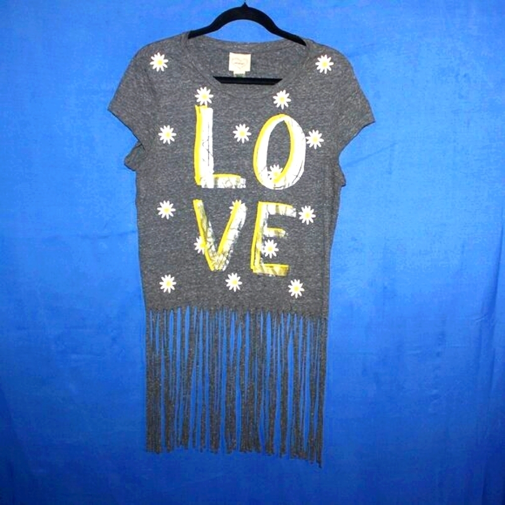 Self Esteem Love Fringe Graphic Tee Gray X-Large